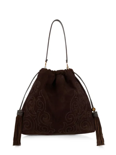 ETRO large suede Kalispera bag with patch and tassels Brown WP1B0036AE11M