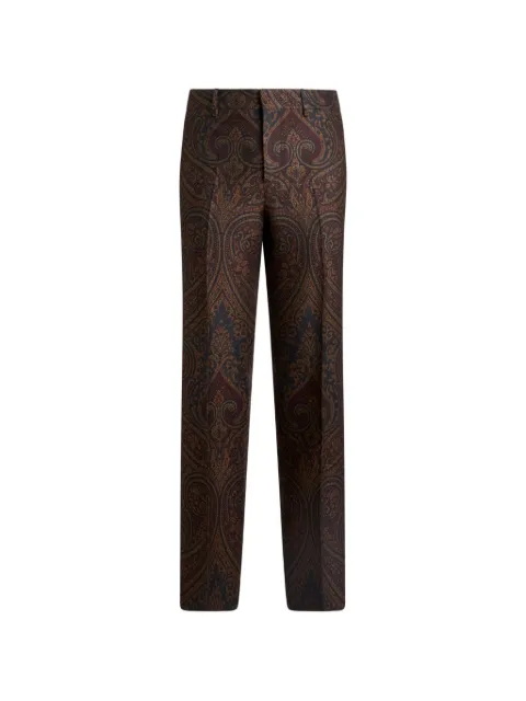 ETRO straight-leg wool-blend jacquard trousers with Paisley motif Blue MRED001499TJB1B