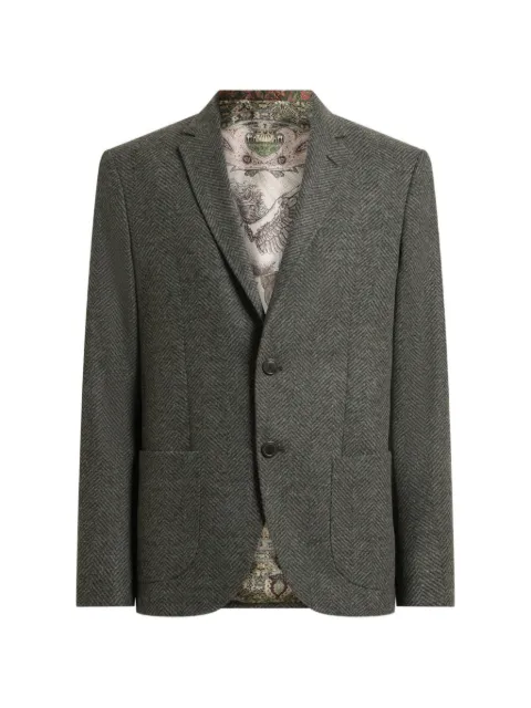 ETRO single-breasted knit jacket with chevron motif Grey MRCB000599JTB11