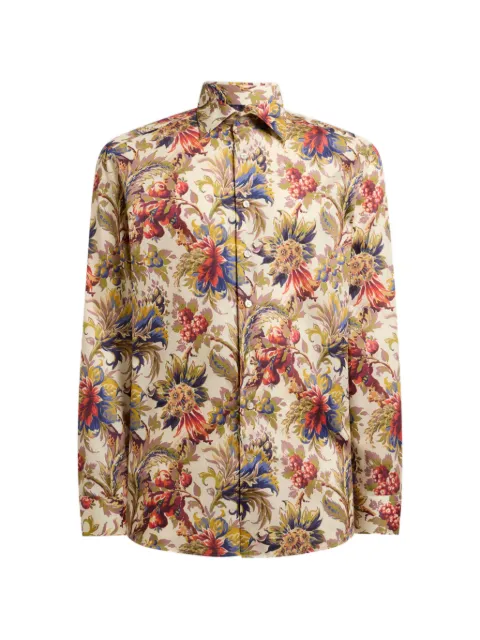 ETRO cotton satin shirt with floral-motif Neutrals MRIB002599SA51L