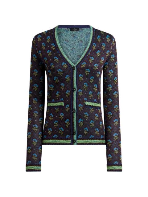 ETRO jacquard cardigan with diamond flower-motif Brown WRKP0052AQ12T