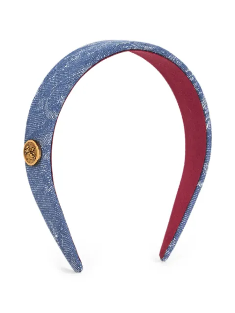 ETRO logo-plaque floral-jacquard headband Blue WF6A0001AD119