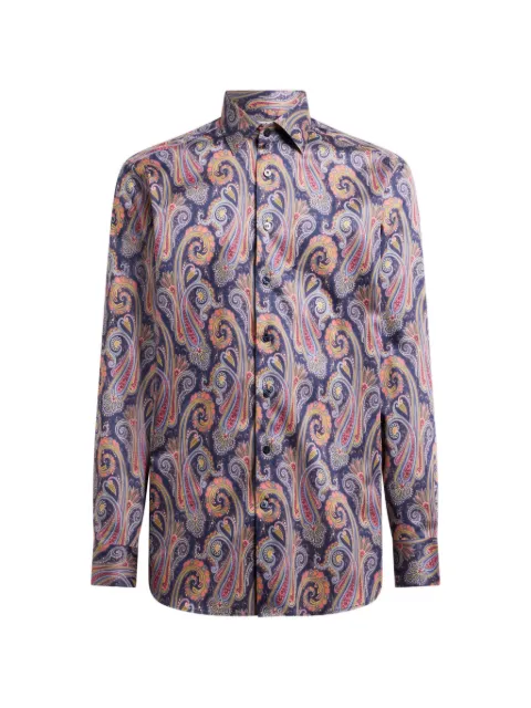 ETRO Paisley-print cotton-satin shirt Blue MRIB000199SA51M