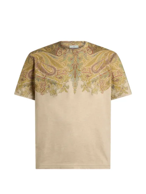 ETRO cotton-jersey T-shirt with placed Paisley pochette print Neutrals MRMA0002AK147