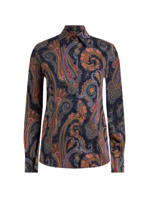 ETRO stretch-cotton poplin shirt with Paisley motif Blue WRIA002099SAE18