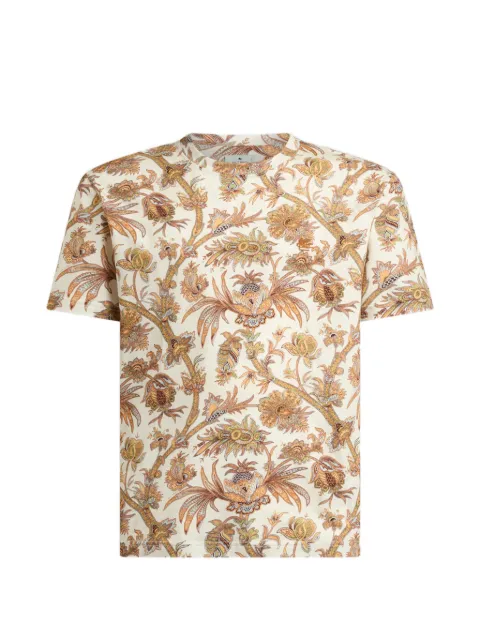 ETRO cotton-jersey T-shirt with floral Paisley-motif Neutrals MRMA0002AK145