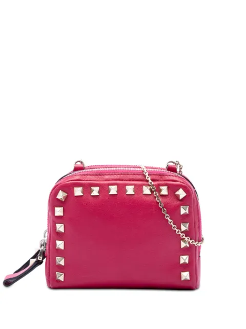 Valentino Garavani Pre-Owned 2000-2017 Leather Rockstud Double Zip Chain crossbody bag Pink LUAGTERJA5W1UGZM