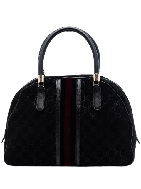 Gucci Pre-Owned 2000-2017 GG Suede Web Dome handbag Black KTT5ADUT8K1YZJEU