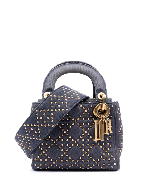 Christian Dior Pre-Owned 2017 Mini Denim Cannage Studded Supple Lady Dior satchel Blue GR7XM4UNHQ2I3OAM