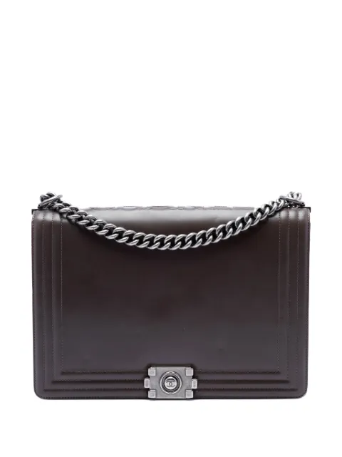 CHANEL Pre-Owned 2011 Large Glazed Calfskin Boy Flap crossbody bag Brown 971D7OXWLJ4J7FDN