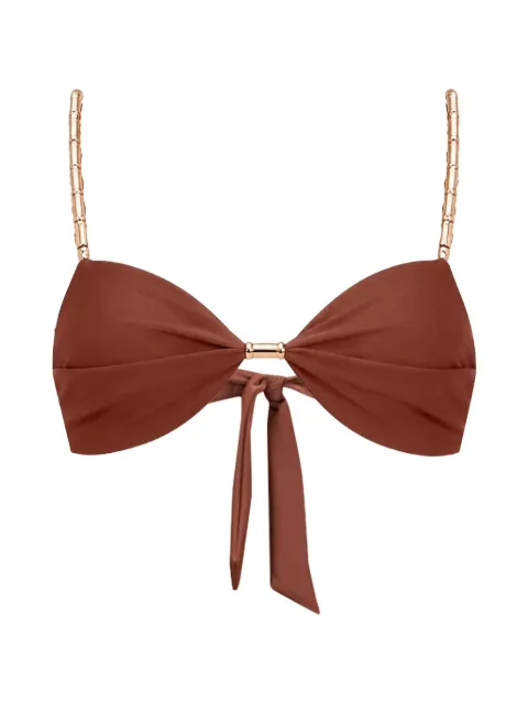 Devon Windsor gathered tie-fastening bikini top Brown SU26682T