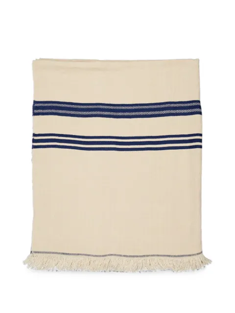 LIBECO Indigo Stripe linen tablecloth White 183708