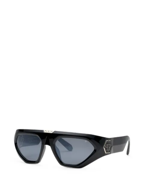 Philipp Plein Eyewear logo-plaque geometric-frame sunglasses Black SPP153Z42X