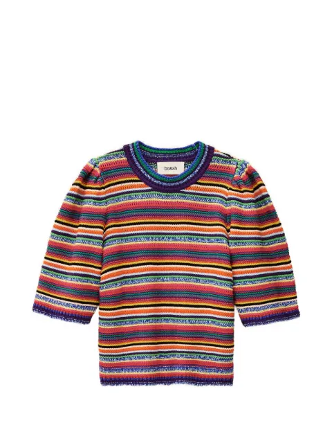 Ba&Sh Farfaela striped puff-sleeve jumper Pink 1E26FARF