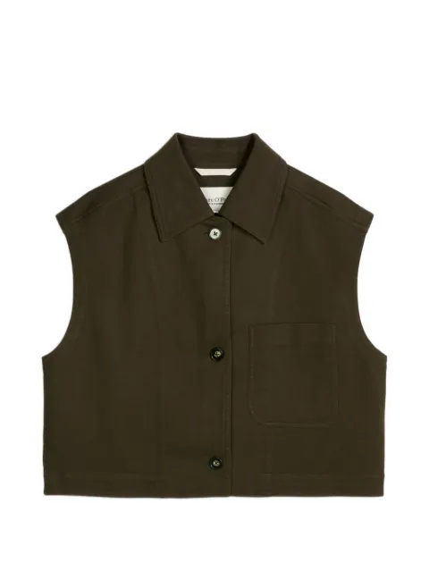 Marc O'Polo button-fastening cropped gilet Green 5000014310