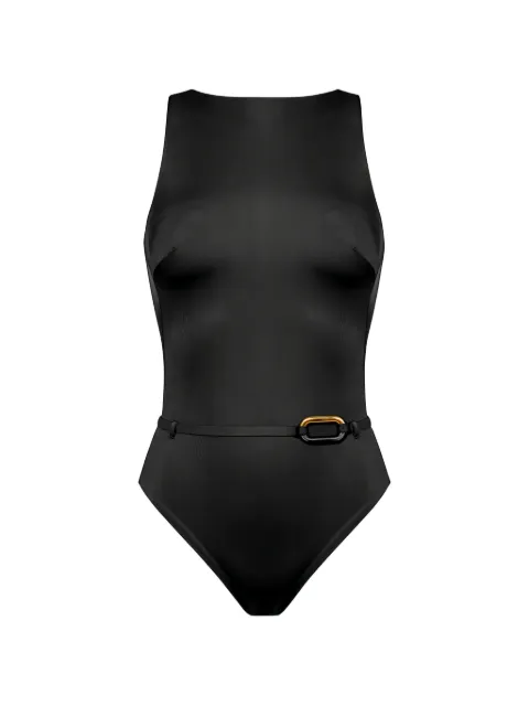 Maryan Mehlhorn belted sleeveless swimsuit Black 4170