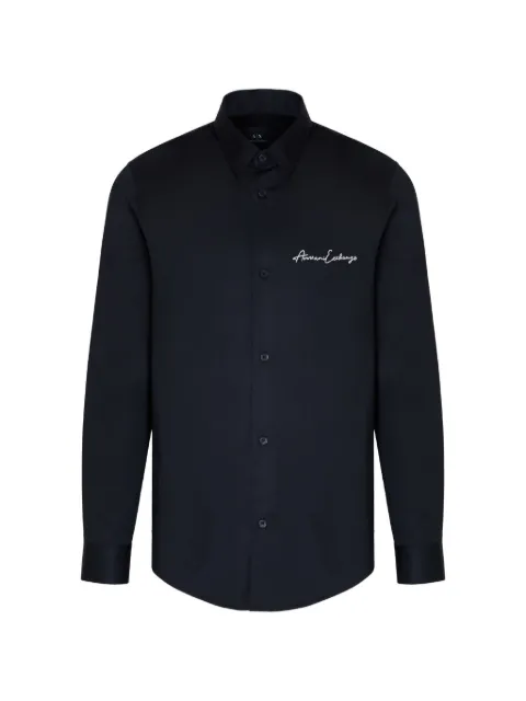 Armani Exchange logo-embroidered long-sleeve shirt Black XM001224AF1