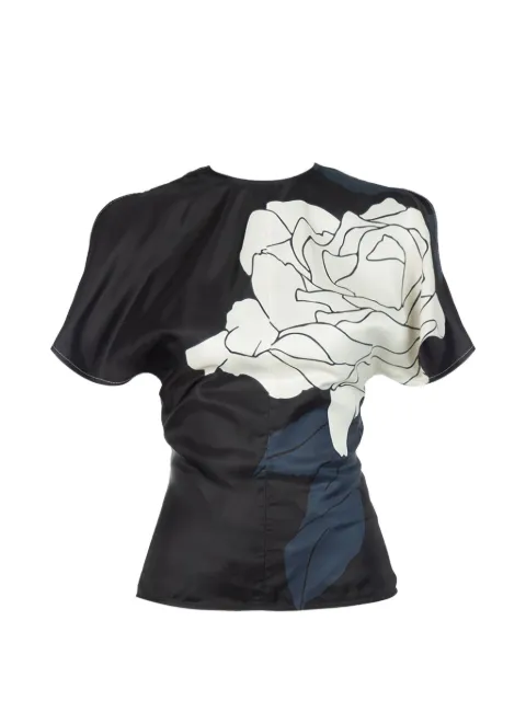 Victoria Beckham floral-print gathered top Black 1126WTPP006579DNAVY
