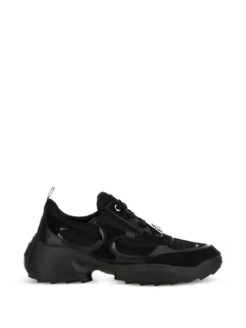 Roger Vivier crystal-embellished suede-panel sneakers Black RVW75645570VN8B999