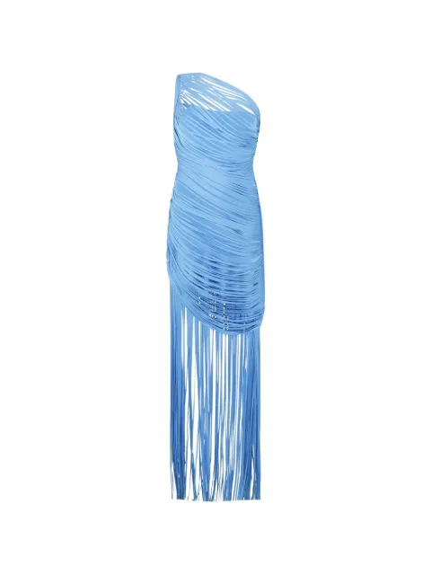 David Koma one-shoulder fringed maxi dress Blue SS26DKKN16DKNIT