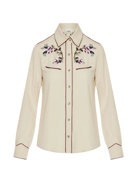 ISABEL MARANT bead-embellished piped shirt Neutrals CH0303FAD1B03I