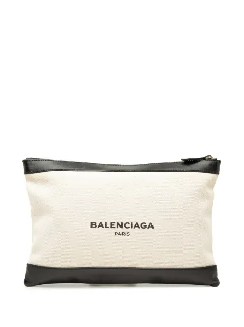 Balenciaga Pre-Owned 2017 Canvas Navy Clip M clutch bag Brown FCUEKDHW3V71DQ0G