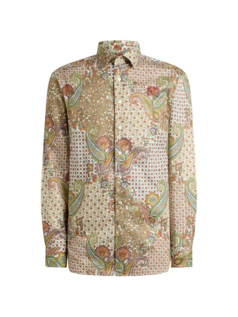ETRO shirt in cotton satin with paisley and tie motif Neutrals MRIB000199SA51N