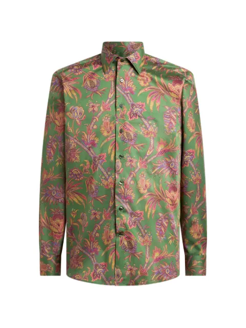 ETRO shirt in cotton satin with floral Paisley motif Green MRIB002599SA51J