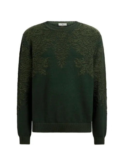 ETRO sweater in cotton and wool with Paisley-motif Green MRKF0096AU12L