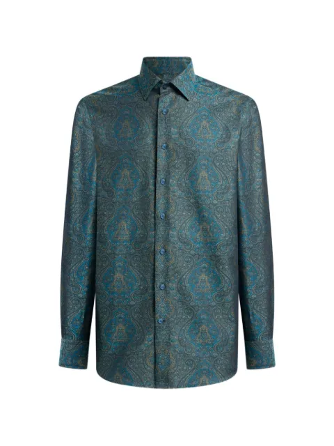 ETRO cotton jacquard shirt with ornamental motif Blue MRIB000199TJ5F6