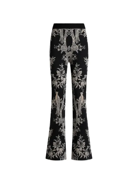 ETRO fit-and-flare wool-blend jacquard trousers with placed nature motif Black WRKC0005AQ12V