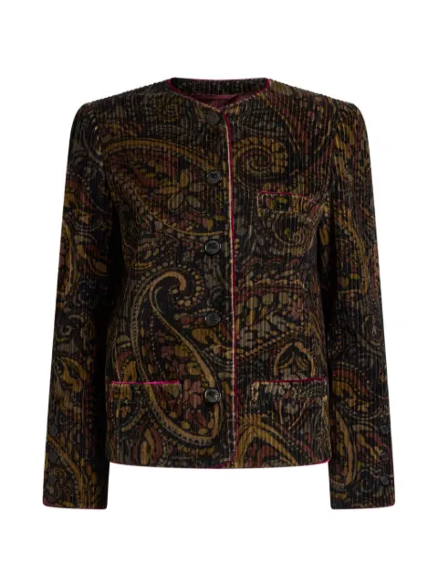 ETRO cotton corduroy jacket with floral Paisley overprint Black WRCA013099SA51O