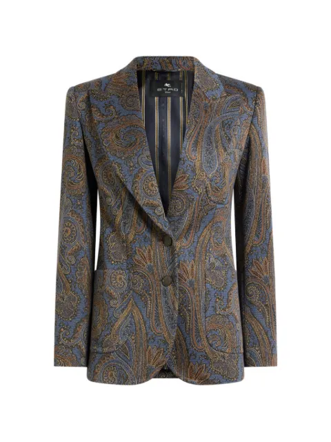 ETRO paisley-pattern single-breasted blazer Blue WRCA000999JJ512