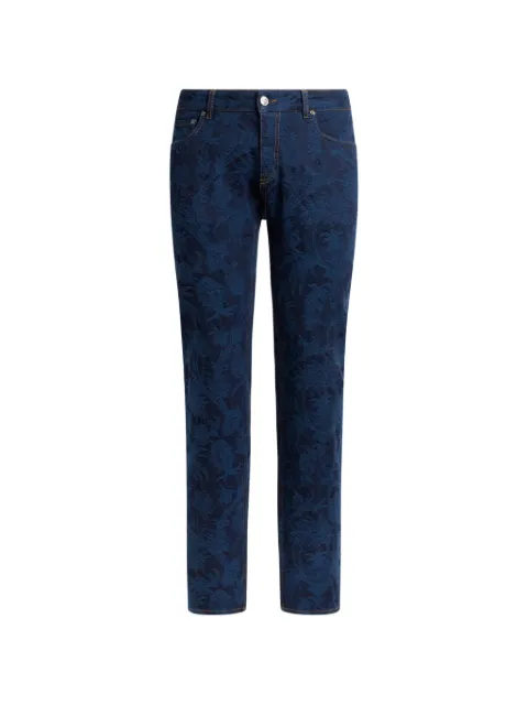 ETRO regular-fit jeans in cotton jacquard denim with floral motif Blue MRNB0004AD117