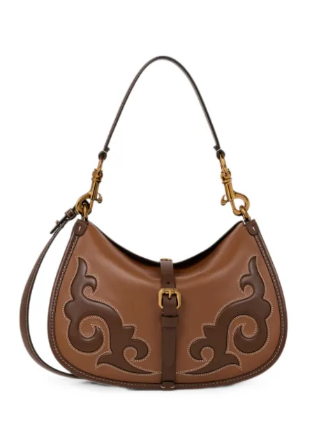 ETRO medium leather Pony bag with texan embroidery Brown WP1C0019AR124