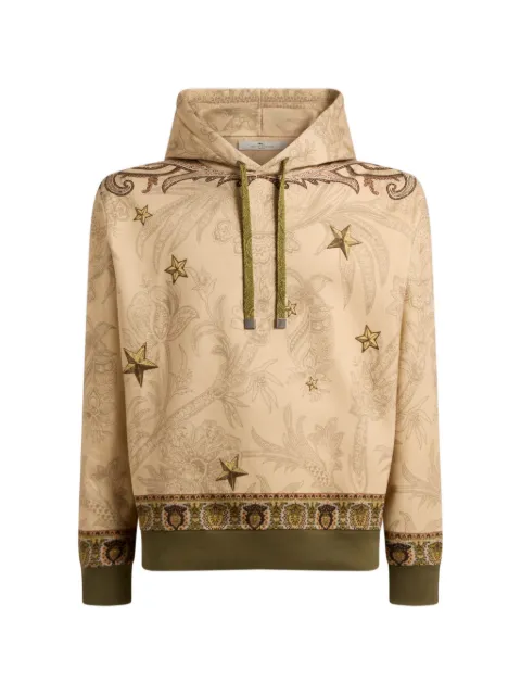 ETRO cotton-blend hooded sweatshirt with placed Pegaso-print Neutrals MRMB0008AK14A