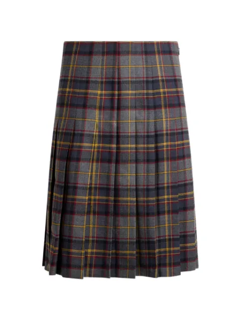 ETRO pleated short skirt in stretch wool with check motif Grey WRFA020699TQB92