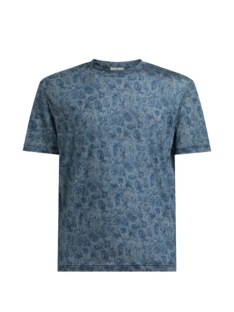ETRO T-shirt with floral-motif Blue MRMA0002AK14D