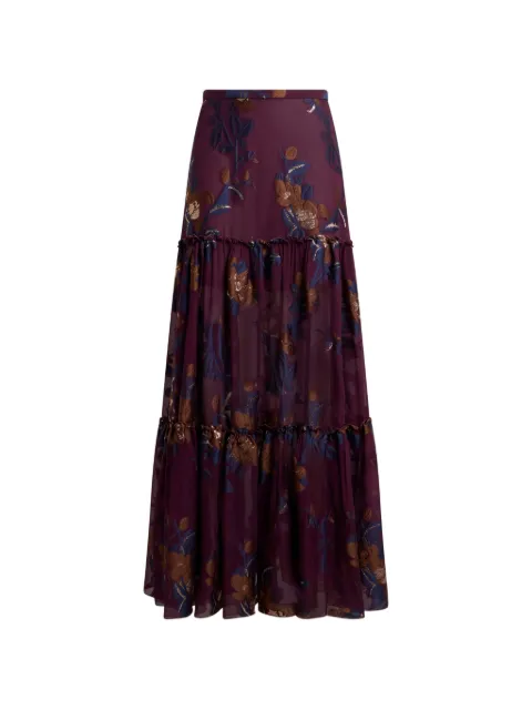 ETRO silk-blend jacquard maxi skirt with fil coupé flowers Purple WRFA021699TJA16