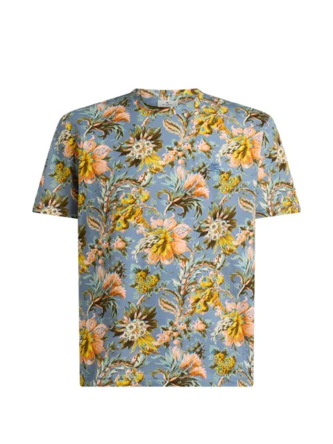 ETRO cotton-jersey T-shirt with floral-motif Blue MRMA0002AK146