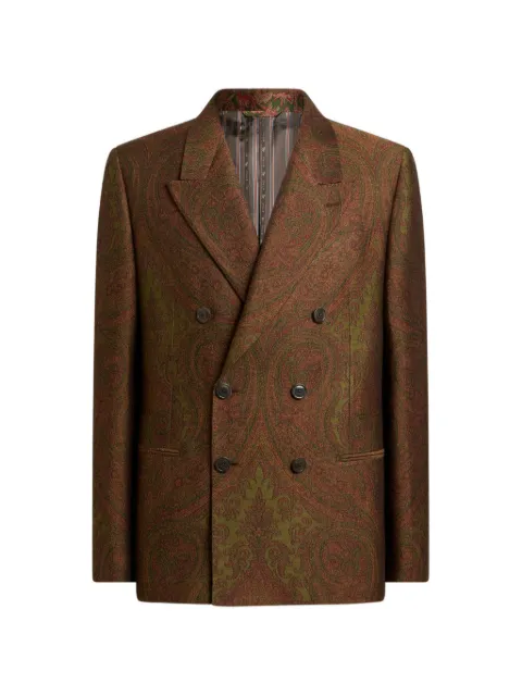 ETRO double-breasted wool-blend jacquard jacket with Paisley motif Brown MRCA000999TJB1B