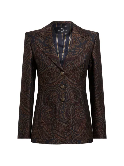 ETRO single-breasted wool-blend jacquard jacket with Paisley motif Blue WRCA012899TJB1B