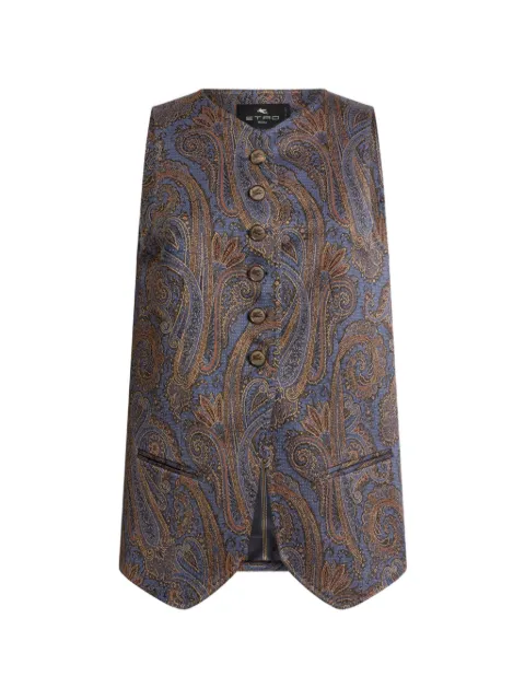 ETRO cotton-blend jacquard waistcoat with Paisley motif Blue WRDA001499JJ512