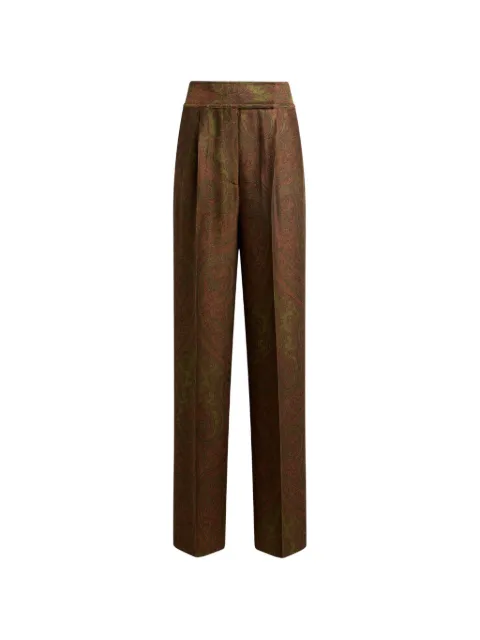 ETRO wool-blend jacquard trousers with Paisley motif Brown WREA007399TJB1B