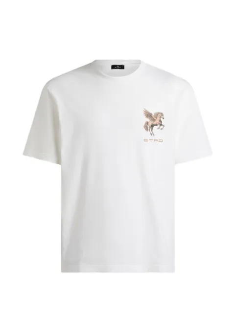 ETRO cotton-jersey T-shirt with Pegaso-embroidery White MRMA0002AR12H