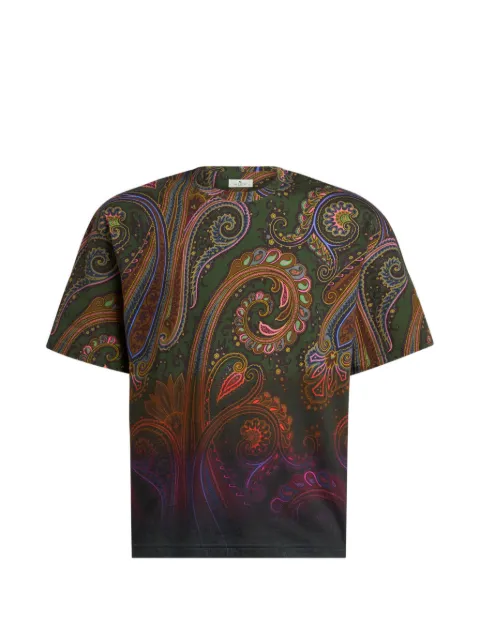 ETRO cotton-jersey T-shirt with degradé Paisley-motif Green MRMA0004AK13Z