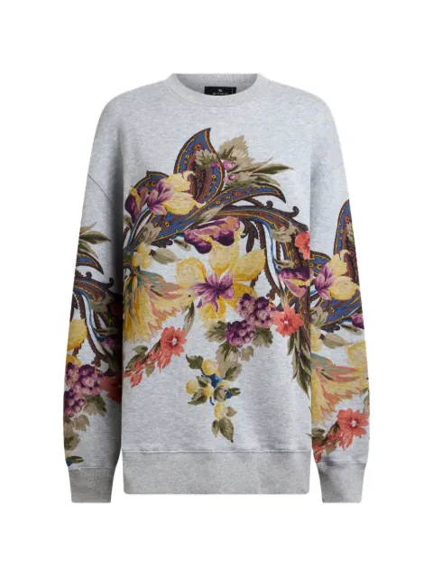 ETRO cotton sweatshirt with placed Paisley and flower print Grey WRMB0007AK154