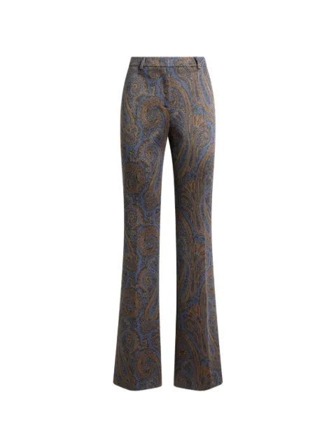 ETRO fit-and-flare cotton-blend jacquard trousers with Paisley motif Blue WREA003399JJ512