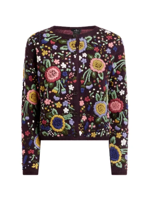 ETRO wool cardigan with floral-embroidery Purple WRKP0050AE11A