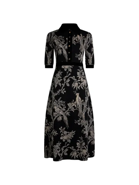 ETRO wool-blend jacquard midi shirt dress with nature motif Black WRKA0171AQ12V
